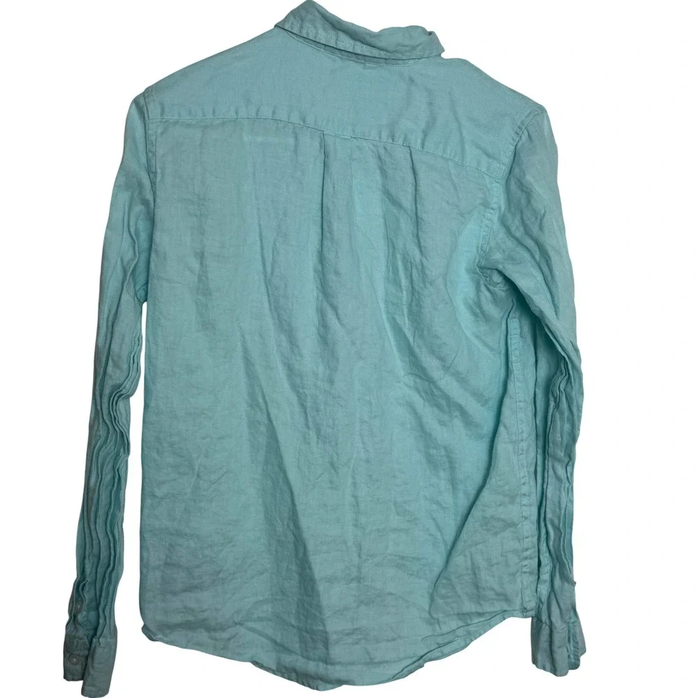 Janie and Jack Boys 16 Aqua Blue Linen Long Sleeve Button Up Shirt Spring Easter